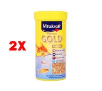 2 X Vitakraft Gold Flake-mix Mangime Per Pesci Rossi Barattolo 250 Ml