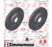 2 x ZIMMERMANN 100.1242.53 Disco freno per AUDI,AUDI (FAW),SEAT,SKODA