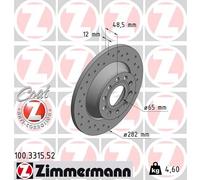 2 x ZIMMERMANN 100.3315.52 Disco freno per AUDI,AUDI (FAW),SEAT,SKODA,SKODA (SVW