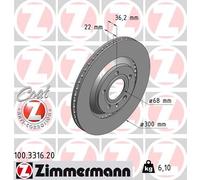 2x Disco freno con ventilazione esterna 100.3316.20 ZIMMERMANN per AUDI A4 B6