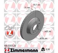 ZIMMERMANN Dischi Freno 100.3317.20 Freni a Disco,Dischi Dei Freni AUDI,A6 Avant (4F5, C6),A6 Sedan (4F2, C6)