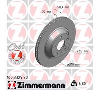 2 x ZIMMERMANN 100.3329.20 Disco freno per AUDI