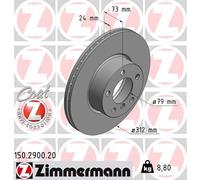 2 x ZIMMERMANN 150.2900.20 Disco freno per BMW,BMW (BRILLIANCE)