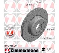1X Disco Freno Zimmermann 150.2935.20 Coat Z per Bmw Assale Anteriore