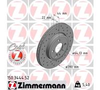 2 x ZIMMERMANN 150.3444.52 Disco freno per MINI