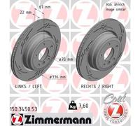 2 x ZIMMERMANN 150.3450.53 Disco freno per BMW