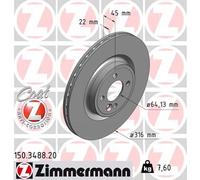 2 x ZIMMERMANN 150.3488.20 Disco freno per MINI