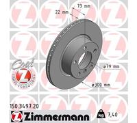 2 x ZIMMERMANN 150.3497.20 Disco freno per BMW