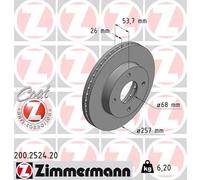 2 x ZIMMERMANN 200.2524.20 Disco freno per NISSAN