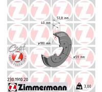 2 x ZIMMERMANN 230.1910.20 Tamburo freno per FIAT,FORD,LANCIA,PEUGEOT