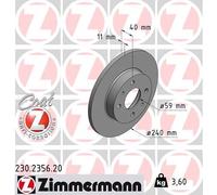 2 x ZIMMERMANN 230.2356.20 Disco freno per ABARTH,ALFA ROMEO,FIAT,FORD,LANCIA,YU