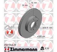 2 x ZIMMERMANN 250.1346.20 Disco freno per FORD,SEAT,VW