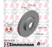 2 x ZIMMERMANN 250.1347.20 Disco freno per FORD,SEAT,VW