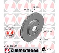 2X Disco Freno Zimmermann 250.1360.20 Coat Z per Ford Volvo Land Rover