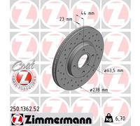 2 x ZIMMERMANN 250.1362.52 Disco freno per FORD