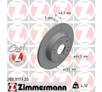 2x Disco freno pieno 280.3177.20 ZIMMERMANN per HONDA ACCORD VIII