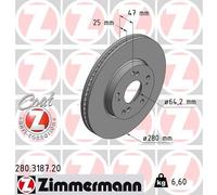 2 x ZIMMERMANN 280.3187.20 Disco freno per HONDA