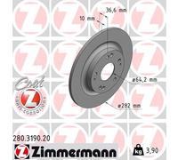 ZIMMERMANN Disco freno 280.3190.20 Posteriore Ø282 2 pezzi per Honda Civic X