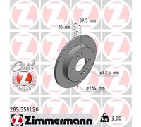 2 x ZIMMERMANN 285.3511.20 Disco freno per HYUNDAI,KIA