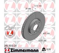 2 x ZIMMERMANN 285.3513.20 Disco freno per HYUNDAI,KIA