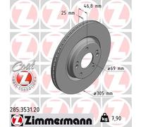 2 x ZIMMERMANN 285.3531.20 Disco freno per HYUNDAI,HYUNDAI (BEIJING),KIA,KIA (DY
