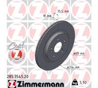 2 x ZIMMERMANN 285.3545.20 Disco freno per HYUNDAI