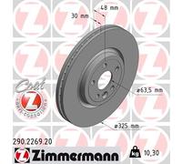 2 x ZIMMERMANN 290.2269.20 Disco freno per JAGUAR,JAGUAR (CHERY),LAND ROVER
