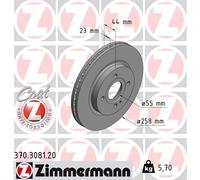 ZIMMERMANN Disco freno 370.3081.20 ventilazione interna Ø258 mm per Mazda 2 – 2 pezzi