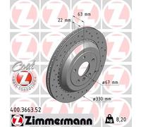 2 x ZIMMERMANN 400.3663.52 Disco freno per MERCEDES-BENZ