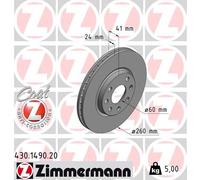 2 x ZIMMERMANN 430.1490.20 Disco freno per OPEL,VAUXHALL