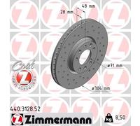 2 x ZIMMERMANN 440.3128.52 Disco freno per CITROËN,CITROËN (DF-PSA),DS,FIAT,OPEL