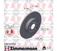 2 x ZIMMERMANN 450.5211.52 Disco freno per JAGUAR,JAGUAR (CHERY),LAND ROVER,LAND