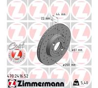 2 x ZIMMERMANN 470.2416.52 Disco freno per DACIA,LADA,NISSAN,RENAULT