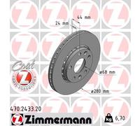 2x ZIMMERMANN 470.2433.20 Coat Z Disco freno per RENAULT LAGUNA III (BT0/1)