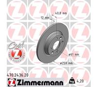 2 x ZIMMERMANN 470.2436.20 Disco freno per DACIA,RENAULT,SMART