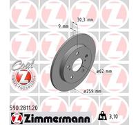 2 x ZIMMERMANN 590.2811.20 Disco freno per TOYOTA,TOYOTA (FAW)