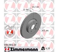 2 x ZIMMERMANN 590.2812.20 Disco freno per SUBARU,TOYOTA