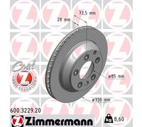 2 x ZIMMERMANN 600.3229.20 Disco freno per AUDI,PORSCHE,VW