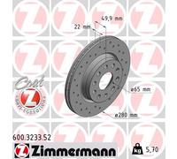 2 x ZIMMERMANN 600.3233.52 Disco freno per AUDI,SEAT,SKODA,SKODA (SVW),VW,VW (FA