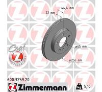 2 x ZIMMERMANN 600.3259.20 Disco freno per AUDI,SEAT,SKODA,VW