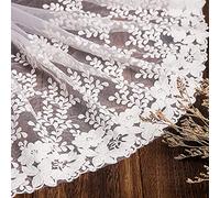 2 yard - Bordo decorativo in pizzo ricamato, in pizzo, per cucito, veli da sposa, sottovesti, abito da sposa, 32 cm di larghezza, bianco A