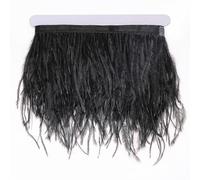2 Yards Piume di struzzo, nastro di raso largo 4-6 pollici, per abiti, cappelleria, cucito, artigianato, costumi, decorazione (nero)