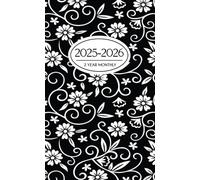 2 Year Monthly 2025-2026: Managing Important Appointment Time with Two Years Pocket Planner Black Floral Pattern Design Small Size for Purse