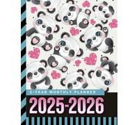 2-Year Monthly Planner 2025-2026: 8.5x11 Dated Organizer With 100 Blank College-Ruled Paper Combo / 24-Month Schedule Gift / Panda Bear Pink Heart Pattern - Animal Lover Theme Cover