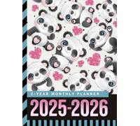 2-Year Monthly Planner 2025-2026: Hardcover / 8.5x11 Dated Organizer With 100 Blank College-Ruled Paper Combo / 24-Month Schedule Gift / Panda Bear Pink Heart Pattern - Animal Lover Theme Cover