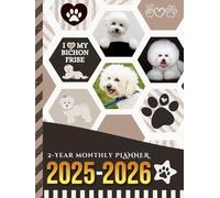 2-Year Monthly Planner 2025-2026: Hardcover / 8.5x11 Dated Organizer With 100 Blank College-Ruled Paper Combo / 24-Month Schedule Gift / Bichon Frise Dog Art Pattern Cover