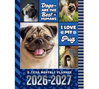 2-Year Monthly Planner 2026-2027: 8.5x11 Dated Organizer With 100 Blank College-Ruled Notebook Pages Combo / 24-Month Schedule / Tan Pug Dog Art Pattern Cover