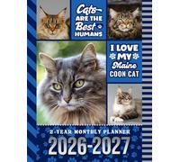 2-Year Monthly Planner 2026-2027: 8.5x11 Dated Organizer With 100 Blank College-Ruled Notebook Pages Combo / 24-Month Schedule / Maine Coon Cat Art Pattern Cover