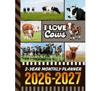 2-Year Monthly Planner 2026-2027: 8.5x11 Dated Organizer With 100 Blank College-Ruled Notebook Pages Combo / 24-Month Schedule / Cow - Farm Animal Lover Art Theme Cover
