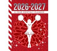 2-Year Monthly Planner 2026-2027: 8.5x11 Dated Organizer With 100 Blank College-Ruled Notebook Pages Combo / 24-Month Schedule / Red White Cheer Gift for Cheerleader - Team - Captain - Coach